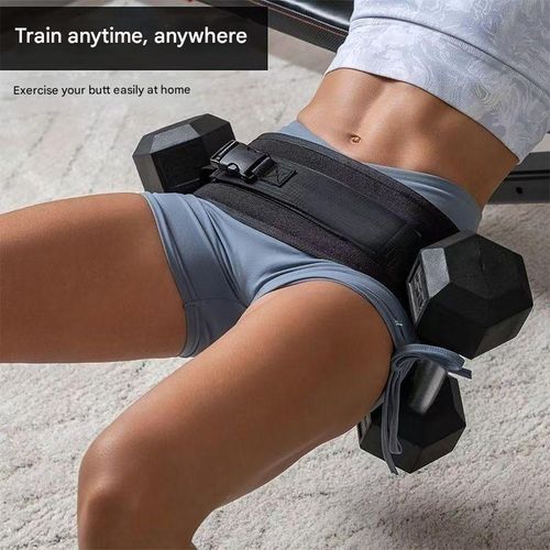 Portable Hip Thrust Belt - Compact Weighted Belt for Glute Bridges | Barbell | Dumbbell Alternative | Black Unisex Home & Travel Gym
