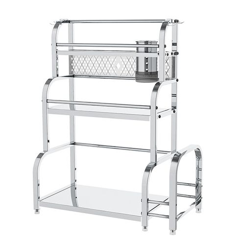All-in-One Stainless Steel Kitchen Rack - Spice Shelf, Knife Holder & Countertop Storage Solution