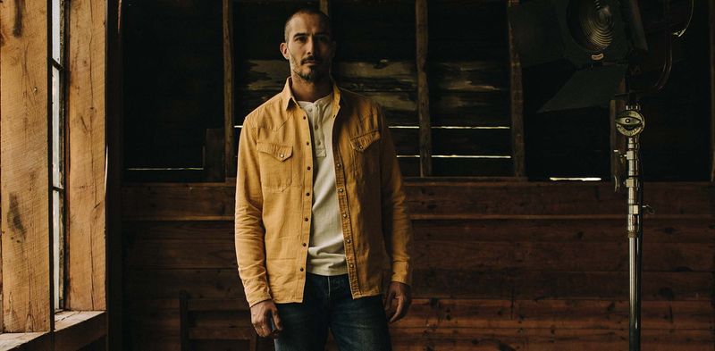 Cuesv Western Shirt in Wheat Selvage Denim
