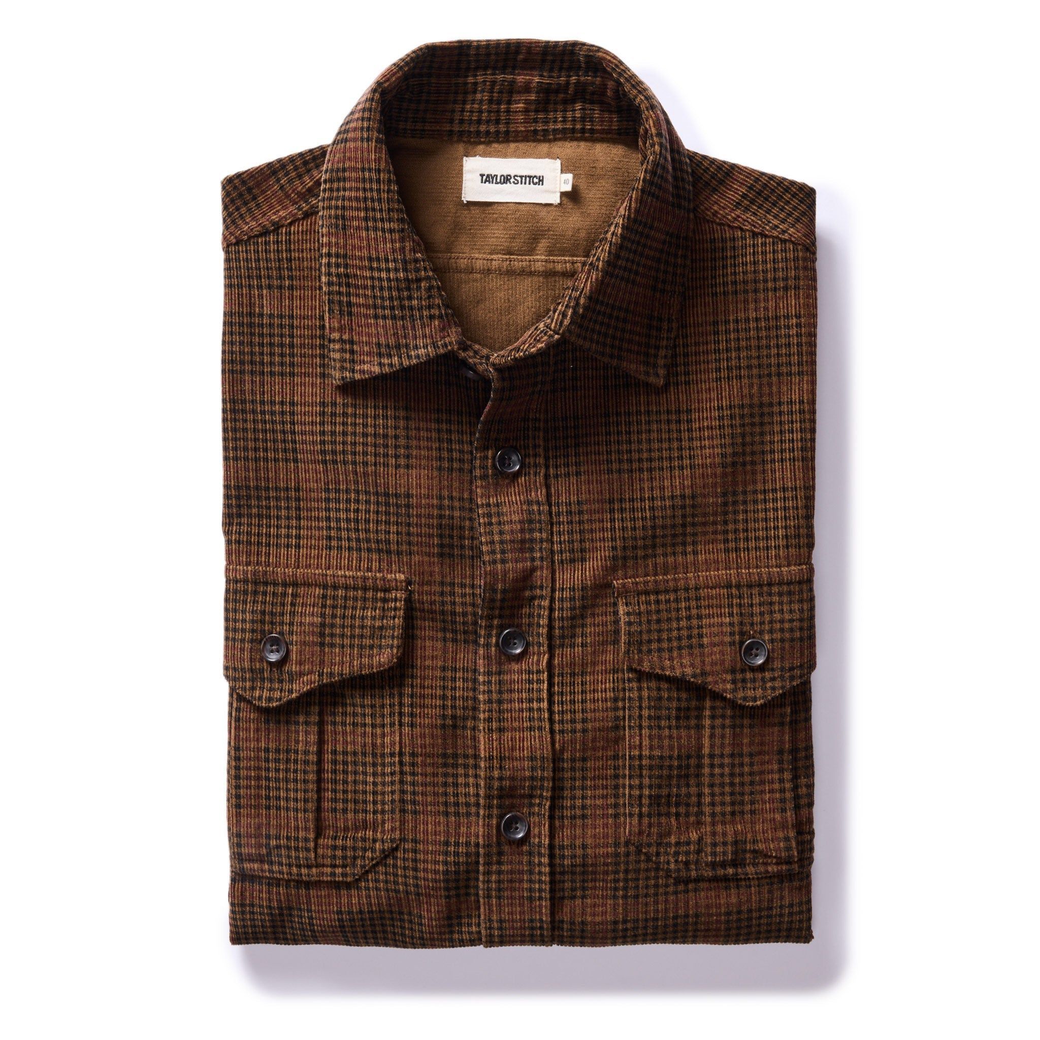 Cuesv Saddler Shirt in Dark Roast Plaid Cord