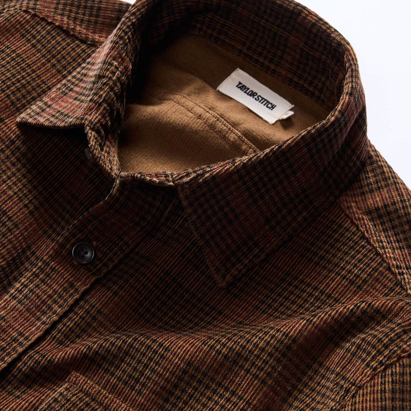 Cuesv Saddler Shirt in Dark Roast Plaid Cord