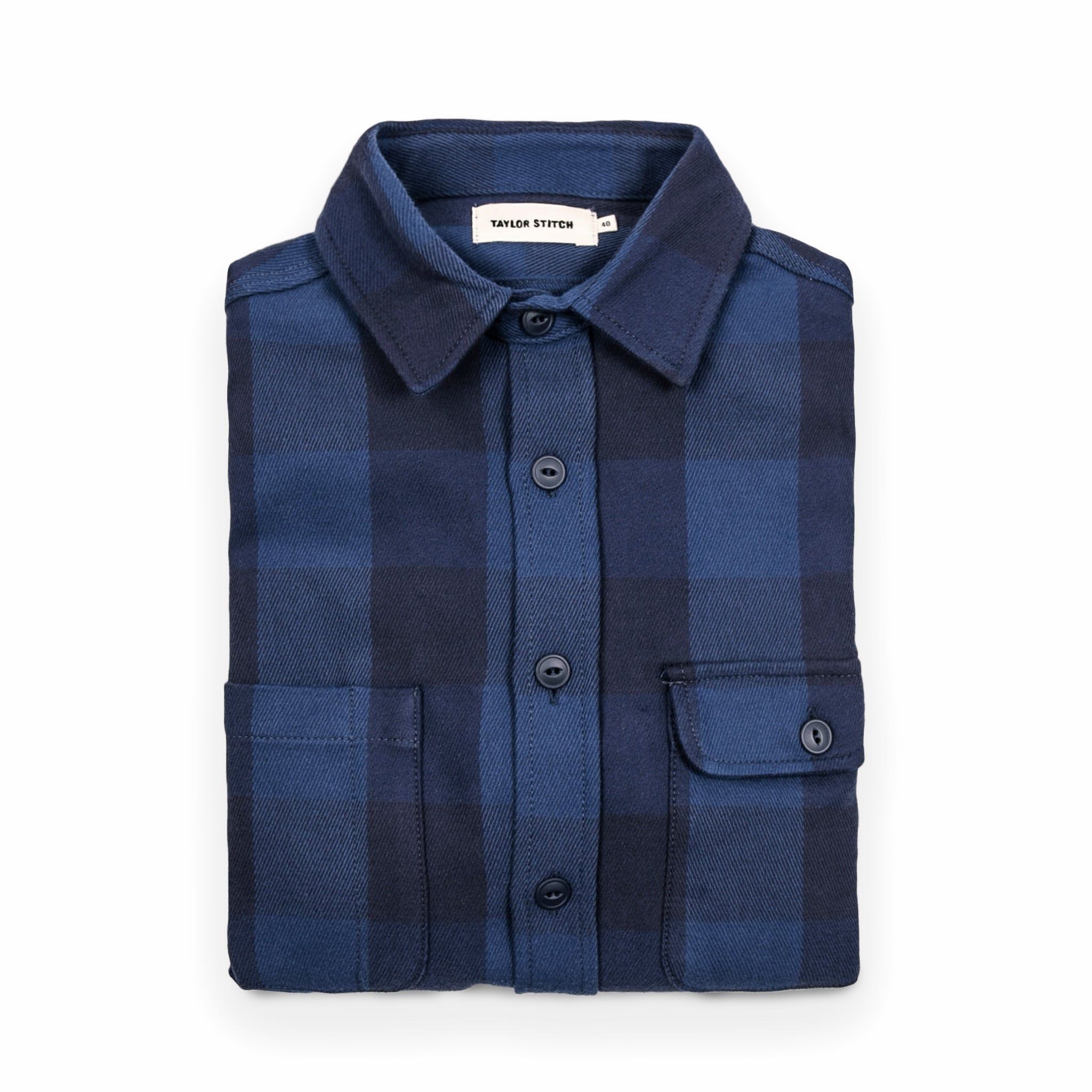 Cuesv Moto Utility Shirt in Royal &amp; Navy Buffalo Plaid