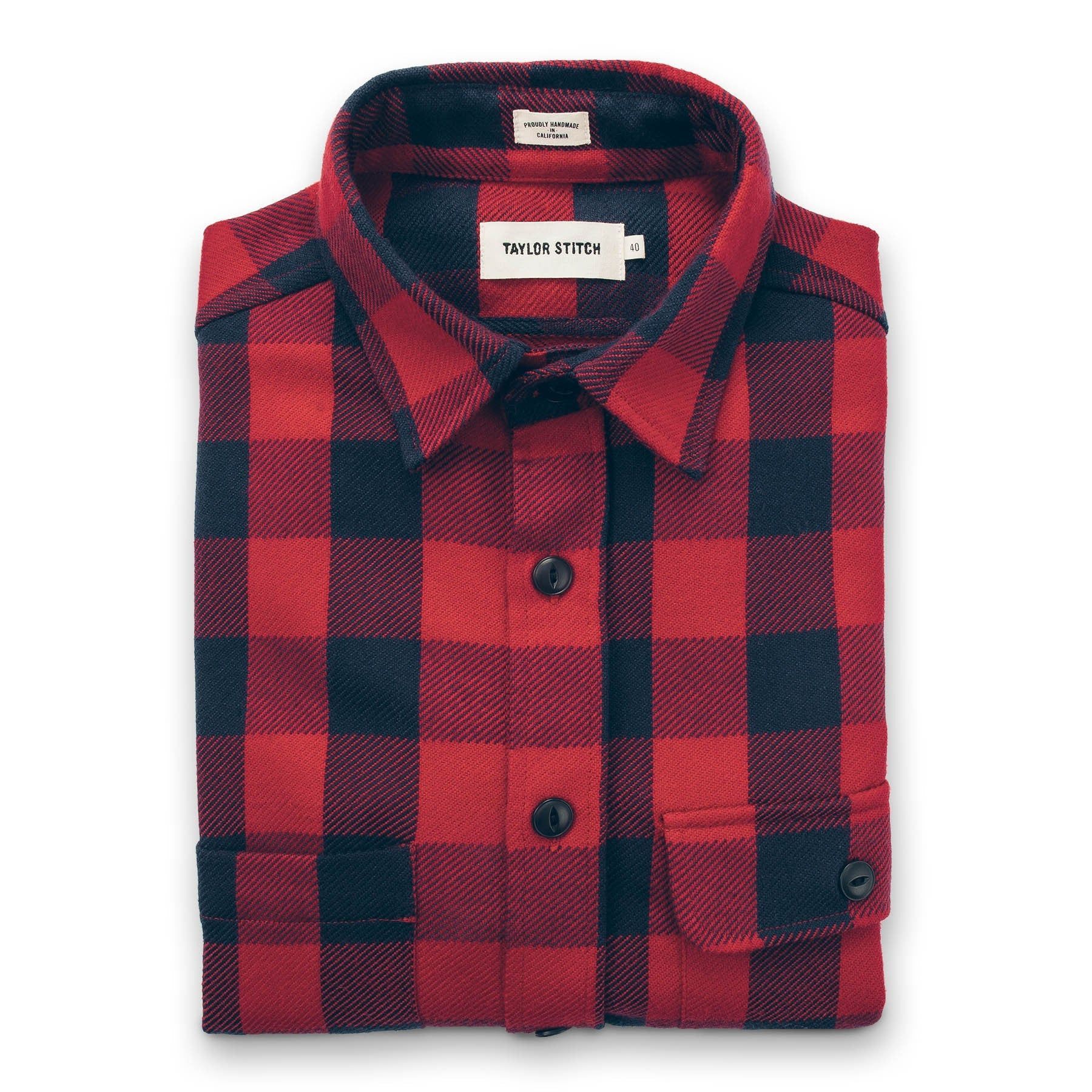 Cuesv Moto Utility Shirt in Red Buffalo Plaid