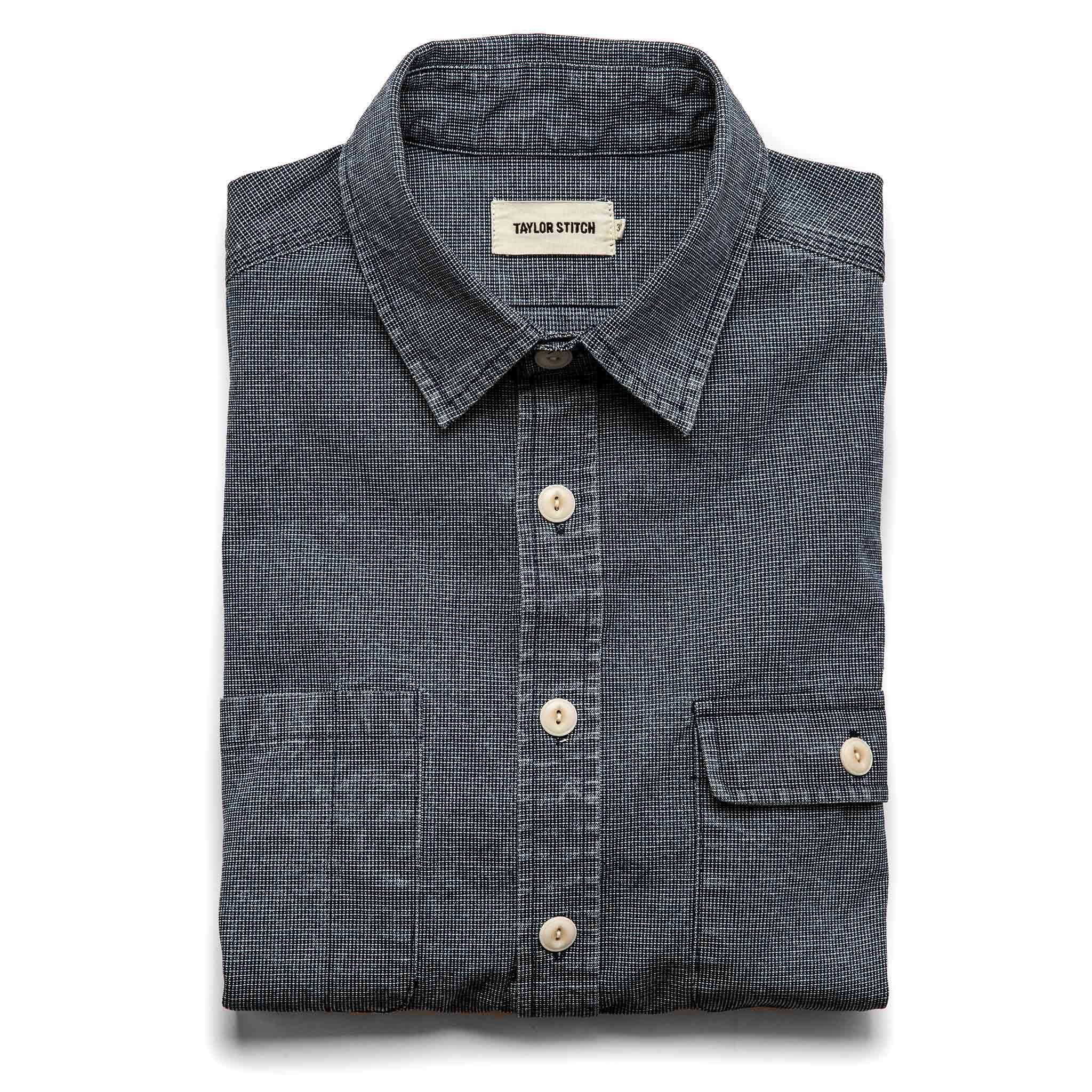 Cuesv Moto Utility Shirt in Indigo Pindot