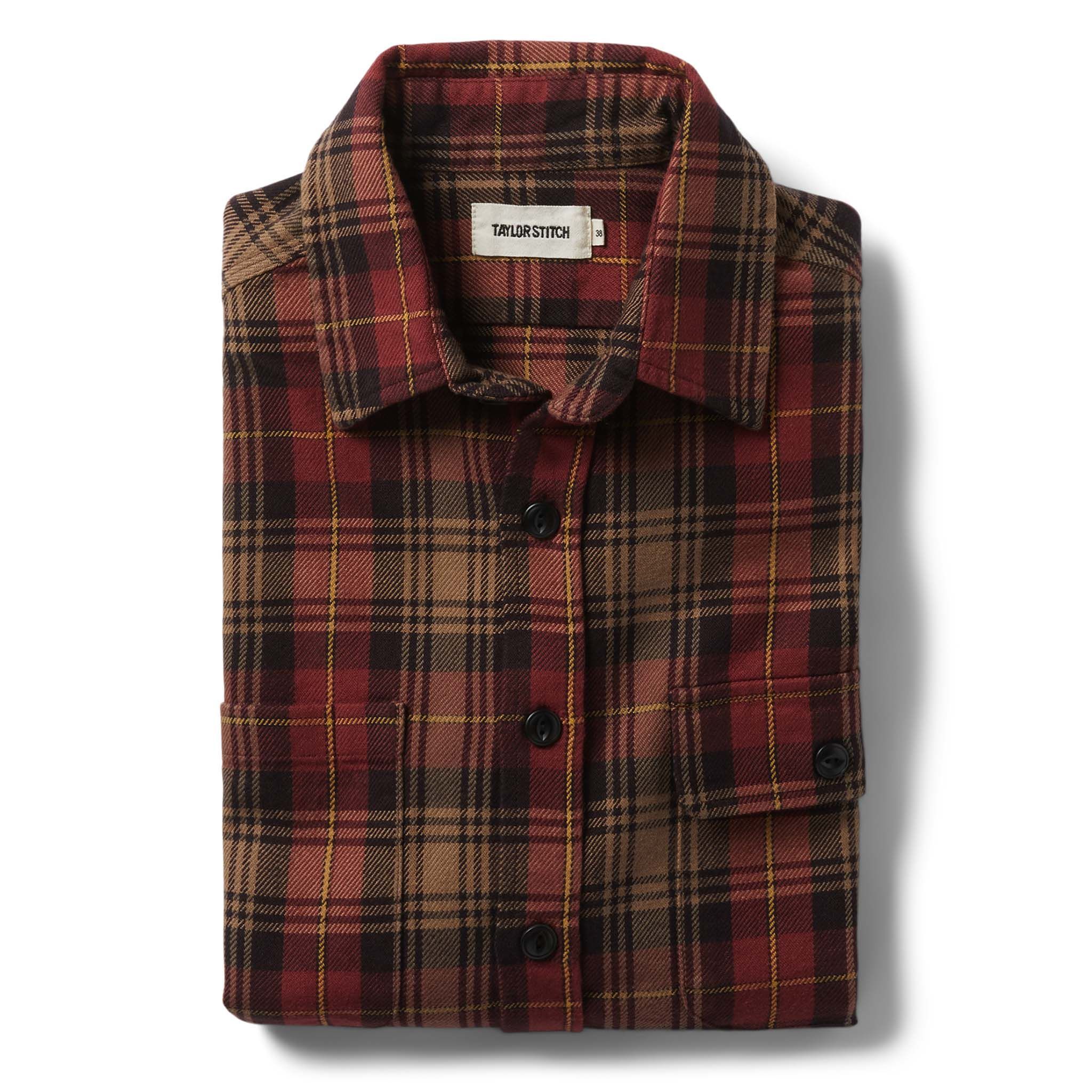 Cuesv Moto Utility Shirt in Cardinal Plaid