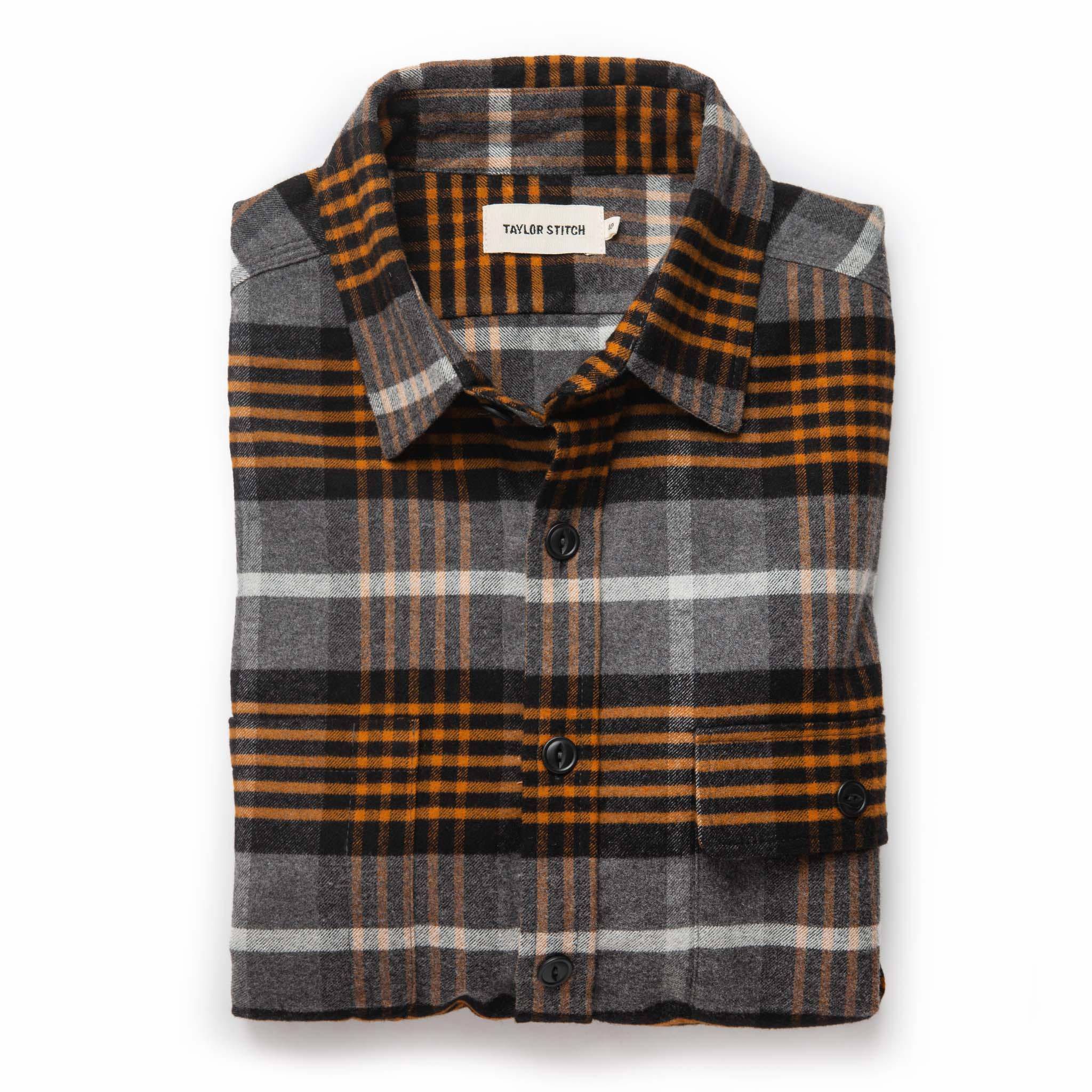 Cuesv Moto Shirt in Orange Plaid