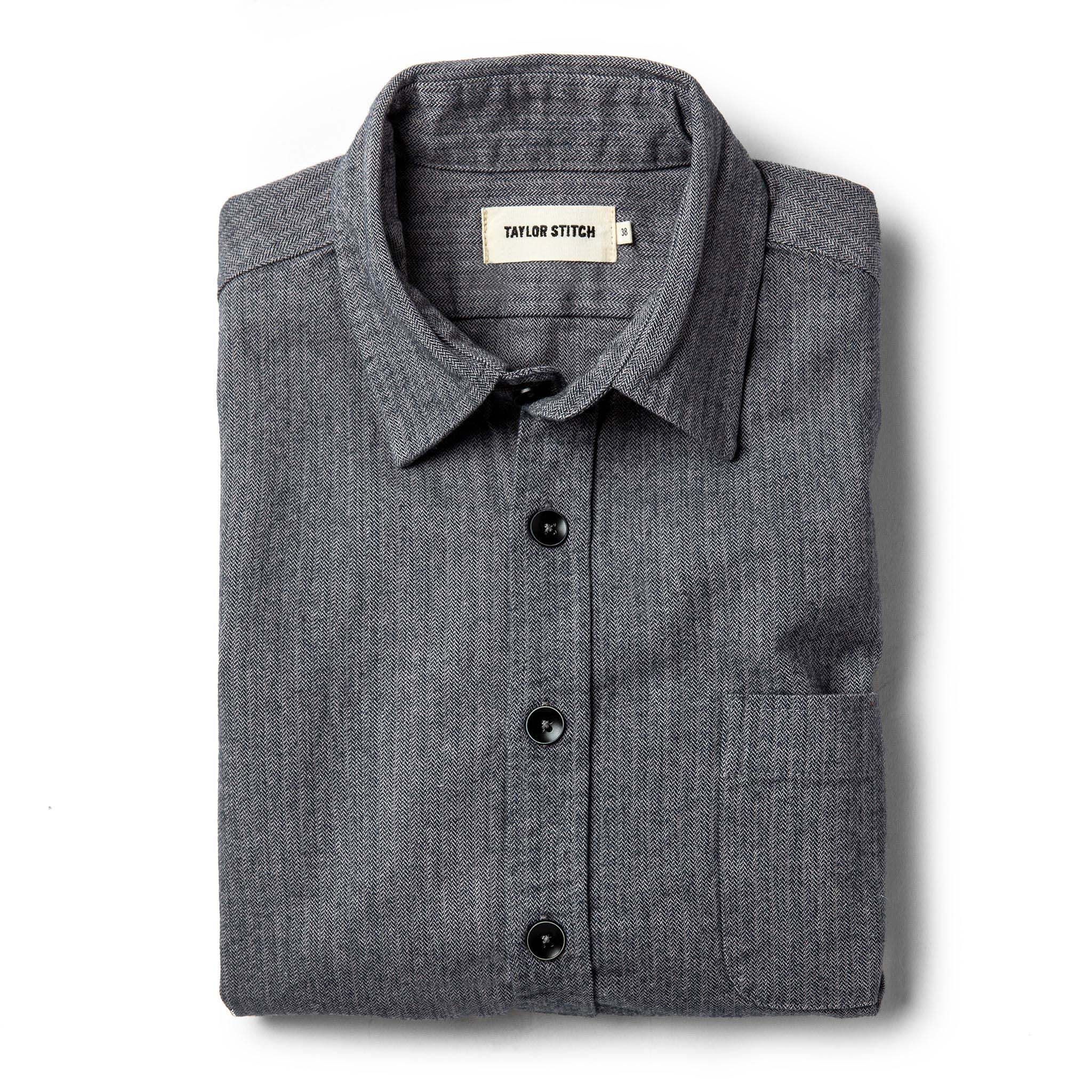 Cuesv Mechanic Shirt in Slate Herringbone