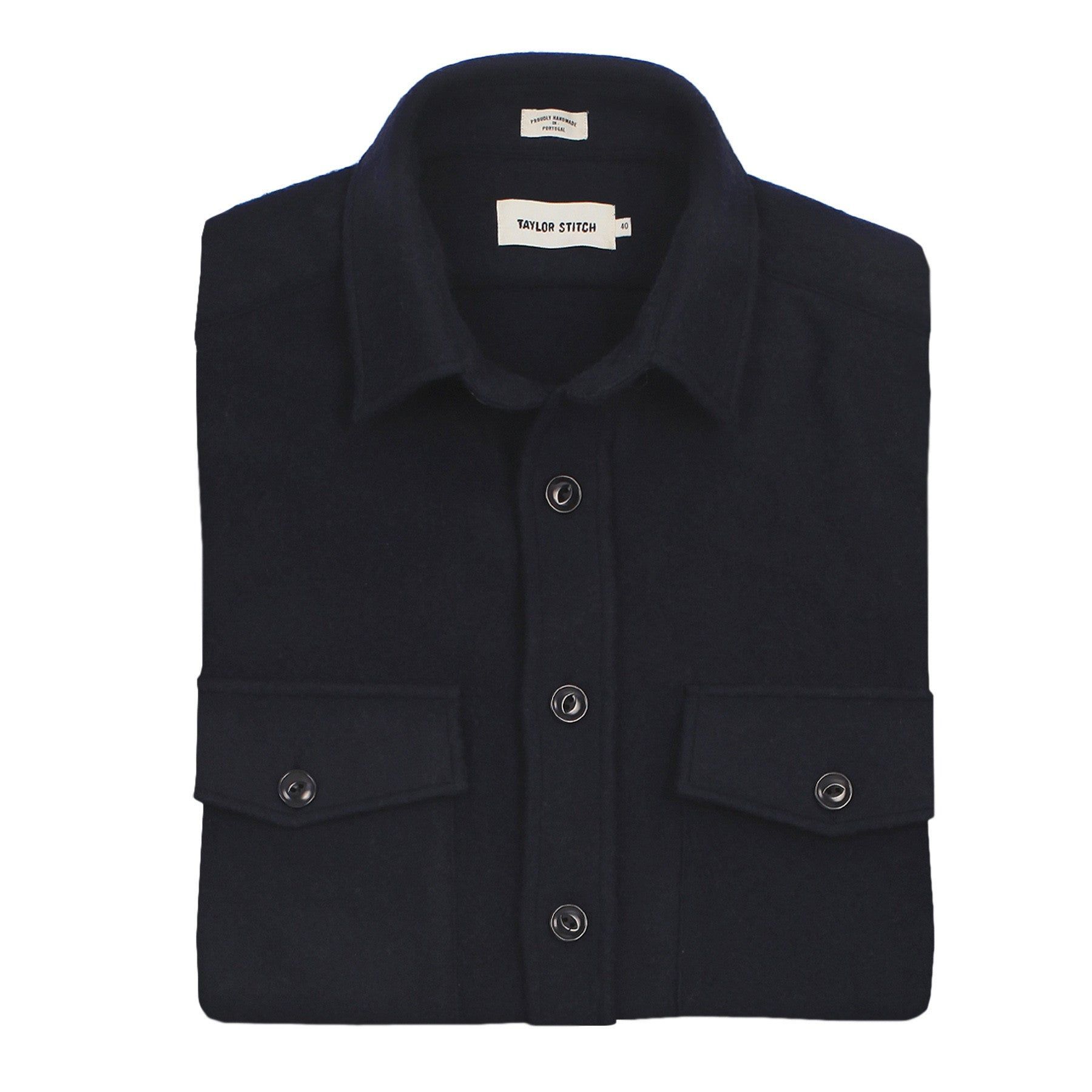 Cuesv Maritime Shirt Jacket in Navy Melton Wool