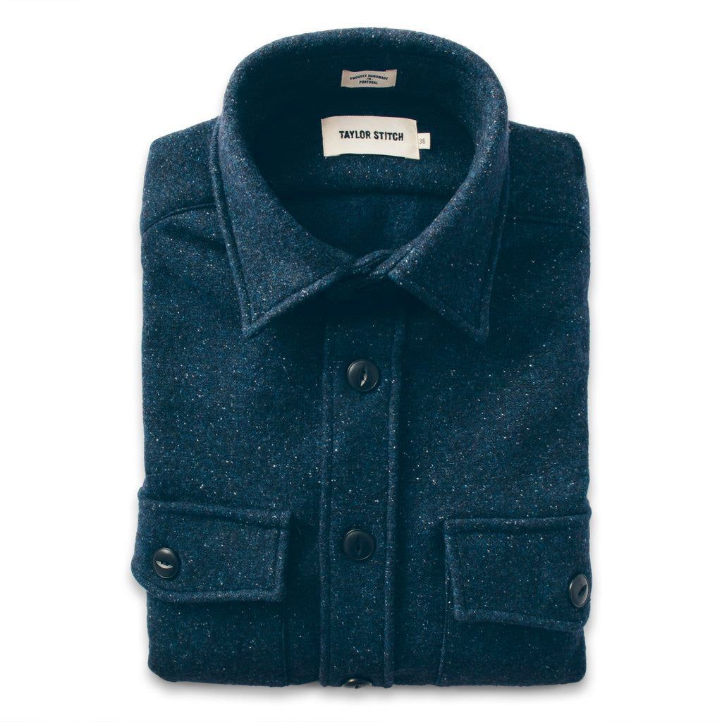 Cuesv Maritime Shirt Jacket in Navy Donegal Lambswool