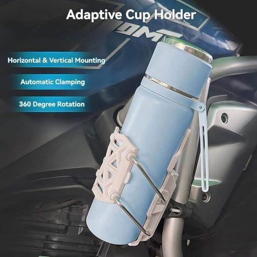 Adaptive bicycle and motorcycle cup holder, 360-degree rotation, suitable for cups with a diameter of 2-3 inches.