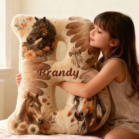 Personalized Equestrian Riding Chief Feather Letter Pillow Horse Custom Name Festive Flower Decor with French Countryside Gifts for Family Graphic 3D Print Riding Equestrian Lovers