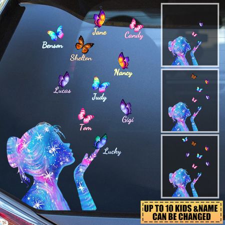 Personalized Butterflies Kisses Decal For Mom Grandmom Friend