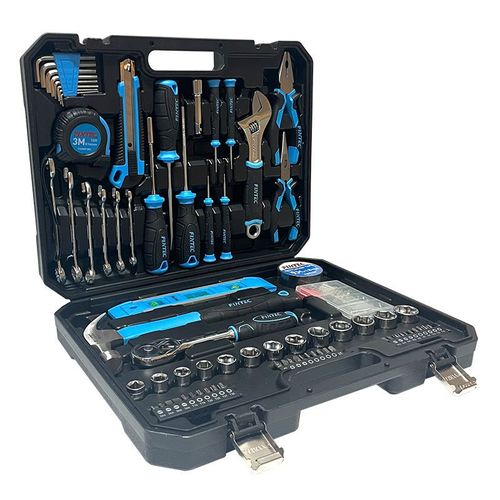 FIXTEC 234PCS Household Vehicle Hand Tool Kit with Plastic Toolbox Mechanical Socket Wrenches Set