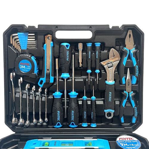 FIXTEC 234PCS Household Vehicle Hand Tool Kit with Plastic Toolbox Mechanical Socket Wrenches Set