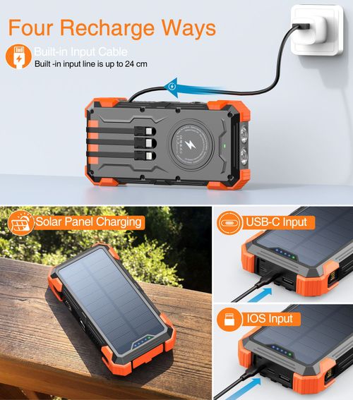 A portable power bank with an LED flashlight and the function of wireless USB charging
