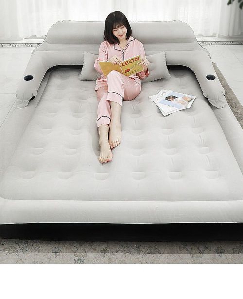 Portable double inflatable bed for household use