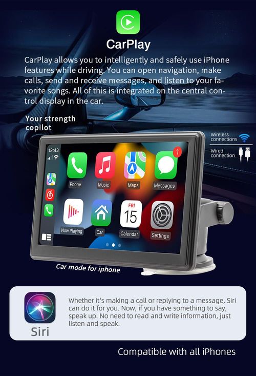 X500W Portable 7-inch CarPlay Screen for Vehicles