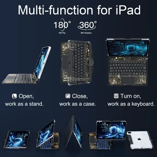360 degree rotating housing and Bluetooth keyboard suitable for 10.9inch iPad11 inch iPad12.9inch iPad13 inch iPad