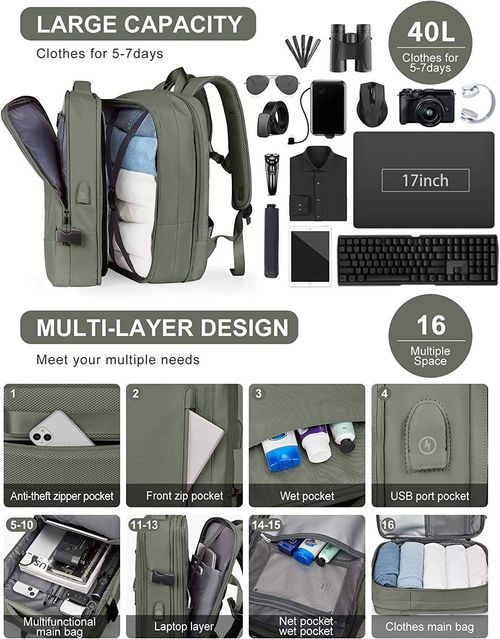 Large-capacity Outdoor Travel Laptop Backpack with Double Straps