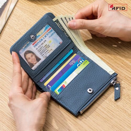 Luxury double-folded cowhide leather wallet