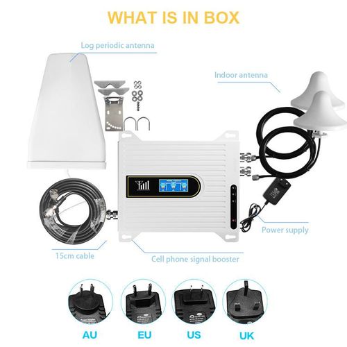 mobile signal booster full set 850 1800 2100 mhz tri band 2g 3g 4g lte network signal repeater