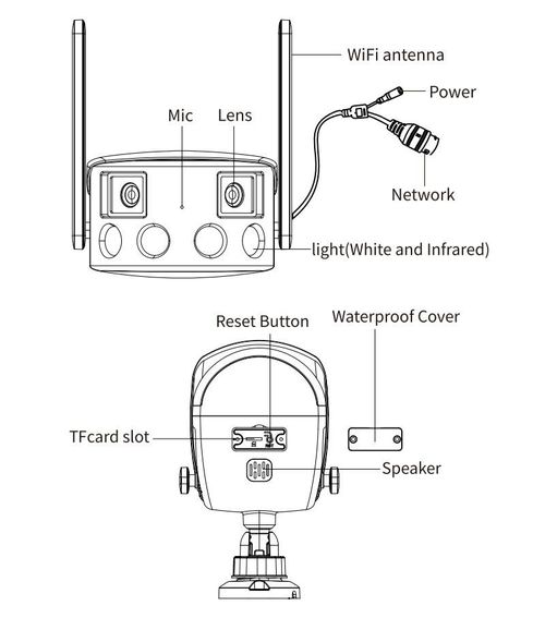 ICSEE 4MP Home Security Wireless IP Bullet Double Lens 180 Panoramic Wifi Camera