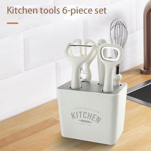 2025 Smart Five-piece Set of Kitchen Tools, including Fruit Peeler, Paring Knife, Beer Bottle Opener, Commercial Dough Mixer, and Household Food Scissors
