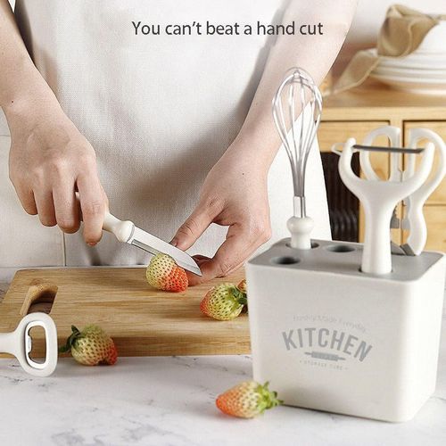 2025 Smart Five-piece Set of Kitchen Tools, including Fruit Peeler, Paring Knife, Beer Bottle Opener, Commercial Dough Mixer, and Household Food Scissors