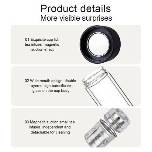 2024 New Hot Selling Double Layer Glass Cup with Anti-scald and Anti Drop Features Business Glass Cup Withtea Strainer