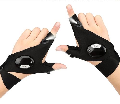 Black Camping Glowing LED Flashlight Gloves