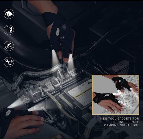 Black Camping Glowing LED Flashlight Gloves