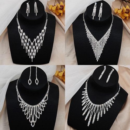 Hot African Jewellery Set Dazzling Rhinestone Earrings and Necklace