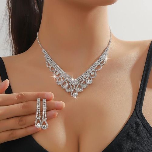 Hot African Jewellery Set Dazzling Rhinestone Earrings and Necklace