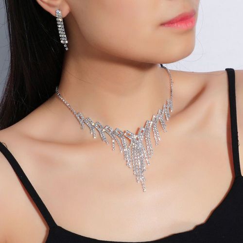 Hot African Jewellery Set Dazzling Rhinestone Earrings and Necklace