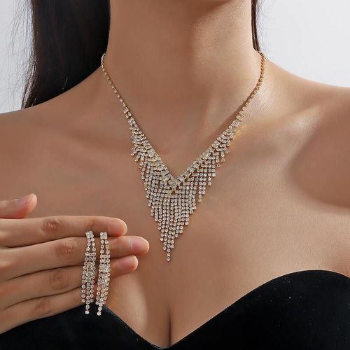 Hot African Jewellery Set Dazzling Rhinestone Earrings and Necklace