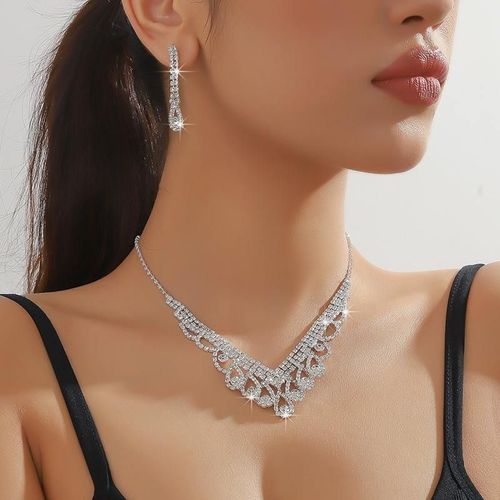 Hot African Jewellery Set Dazzling Rhinestone Earrings and Necklace