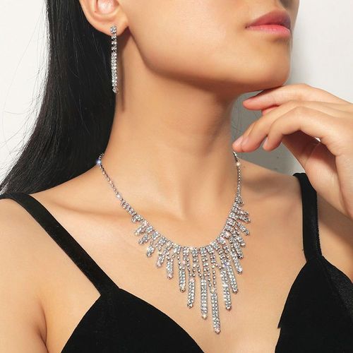 Hot African Jewellery Set Dazzling Rhinestone Earrings and Necklace