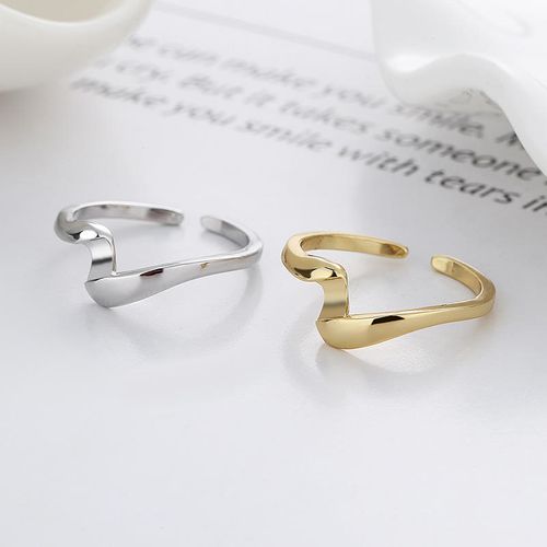 Wholesale S925 Sterling Silver Plated Punk Style Two Piece Geometric Twist Open Rings Adjustable Color Block Jewelry Party Gifts