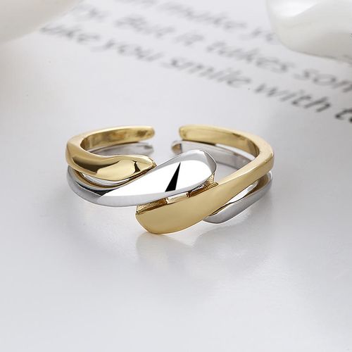 Wholesale S925 Sterling Silver Plated Punk Style Two Piece Geometric Twist Open Rings Adjustable Color Block Jewelry Party Gifts