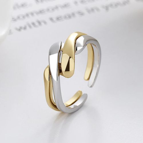 Wholesale S925 Sterling Silver Plated Punk Style Two Piece Geometric Twist Open Rings Adjustable Color Block Jewelry Party Gifts