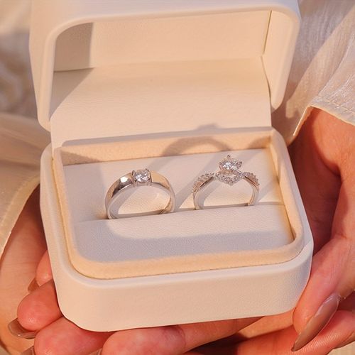 2-Piece Cubic Zirconia Wedding Ring Set
