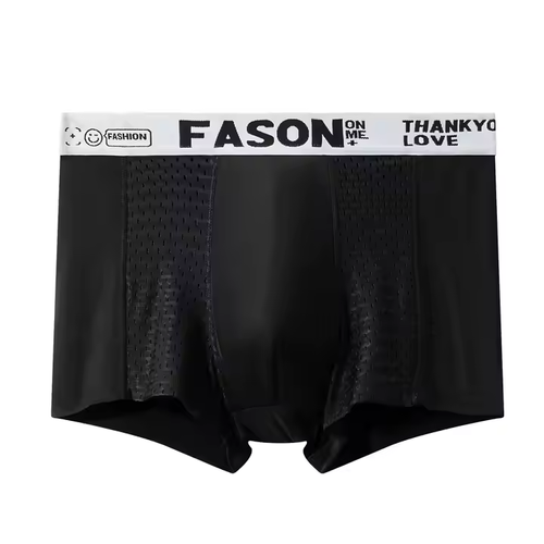 Men's Boxer Briefs, Ice Silk Mesh, Color: Black, Size: XL