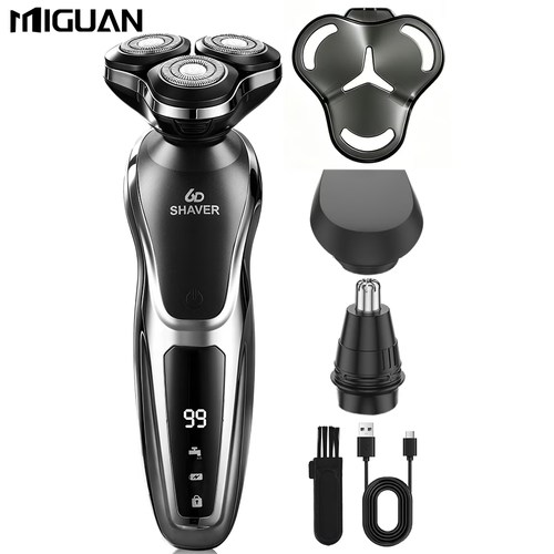 Men is Electric Shaver, 3in1 Multifunctional Shaver  Shaving, Sideburn Trimming, and Nose Hair Trimming   USB Rechargeable, Digital Display  A Perfect Holiday Gift for Men