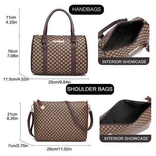 🌸6-piece multi-functional tote bag set. 🪻Stylish and simple floral print design. High-quality leather. 🌿Large capacity. Shoulder  crossbody bag. ✨A must-have for daily commutes and travel.