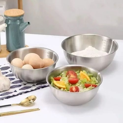 1-3 Stainless Steel Bowl Set with Scale for Cooking Baking Food Storage Large Capacity Mixing Bowls for Home Kitchen Essentials