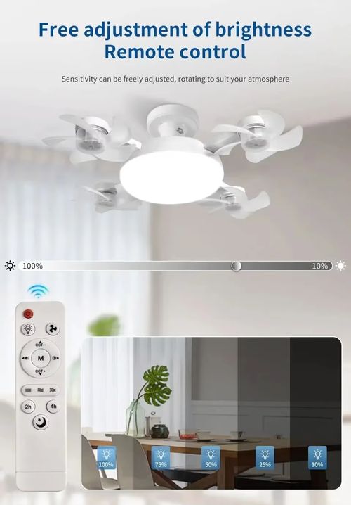 4 Heads Drone Style E27 Ceiling Fan Light 2-in-1 AC85-265V Three Colors LED Fan Lamp With Remote Control For Home Restaurant