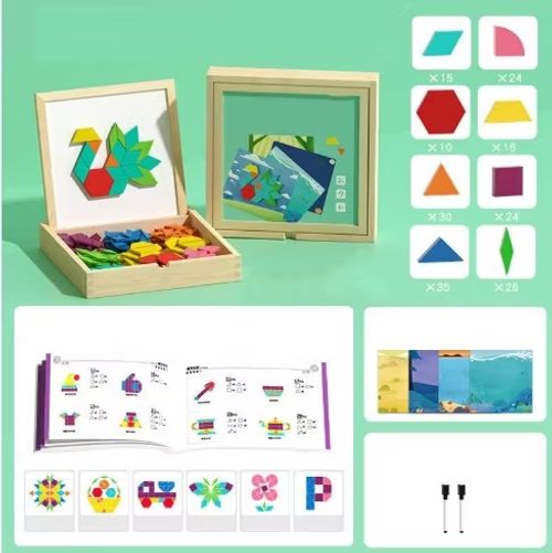 ✨Wooden Magnetic Block Puzzle Set 📦 Safe wooden blocks spark kids   creativity 🧱. Neat storage box 🎀, portable for trips👶. Great gift to cut kids   screen‑time for family play.