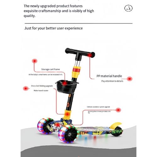 Foldable Kick Scooter for Boys and Girls – Cool Design with Light-Up Wheels