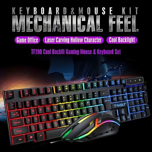 3-Piece Wired Gaming Set 🖱️Keyboard Mouse Pad, Rainbow Backlight 🎮Supports PC PS4 PS5 Xbox 🔌No Batteries Needed