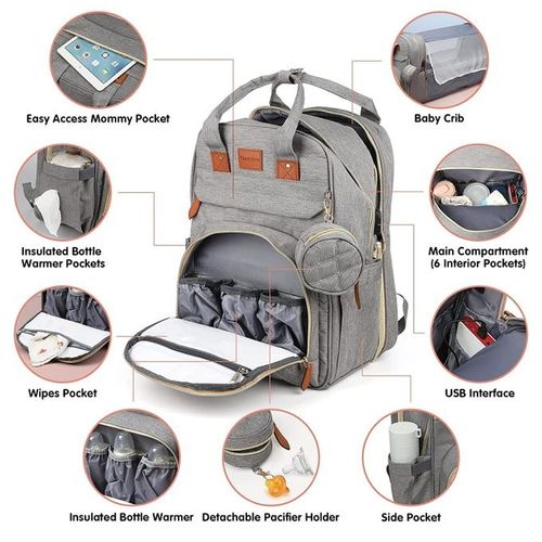 🎀Extra‑Large Capacity Foldable 3‑in‑1 Diaper Bag   MaternityBaby Bag  ✨with USB Charging Port 👶💖
